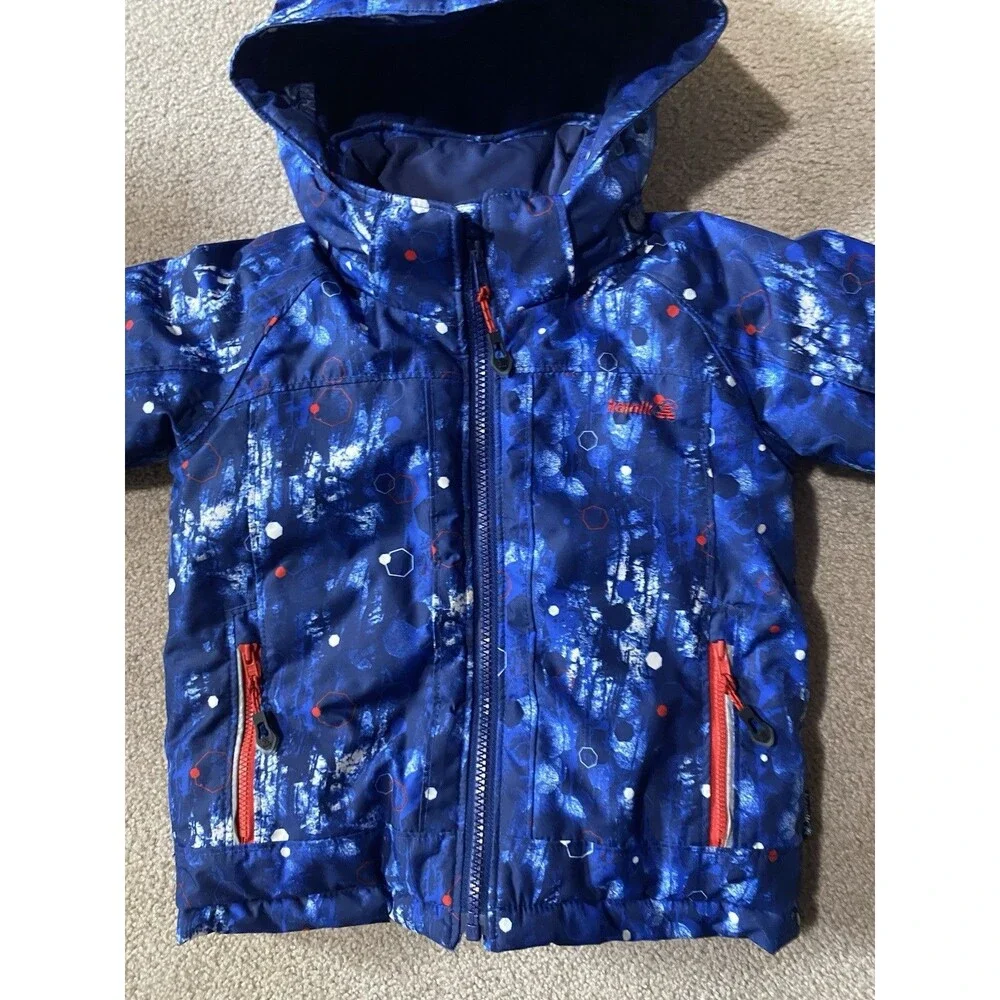Kamik Toddler Blue Geometric Hooded Insulated Winter Jacket Size 3/98